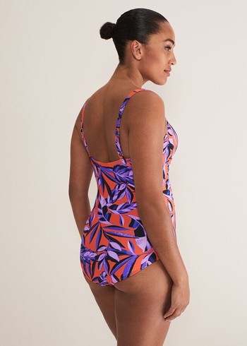 Phase Eight Leaf Print Swimwear Purple/Orange USA | 7943586-IA